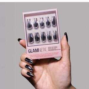 Glamnetic “Gun Metal” Press-On Nails Medium Coffin length NEW!